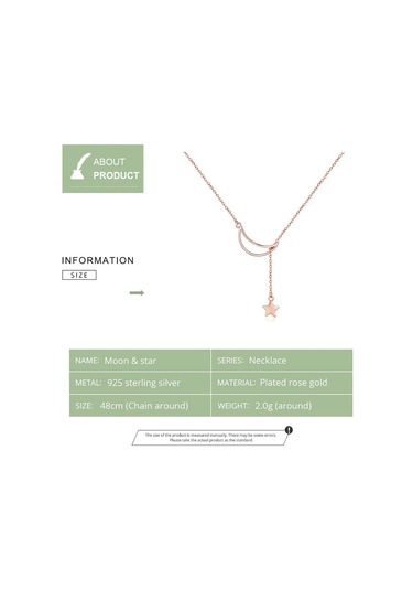 Bamoer 100% 925 Ayar Gümüş Kolye Yeni Ay ve Yıldız Kolye Kadınlar Için Gümüş Takı