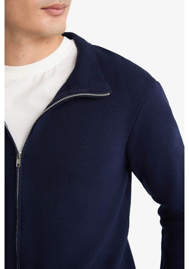 Defacto Standart Fit Dik Yaka Fermuarlı Triko Hırka C8158ax25aunv64 Lacivert