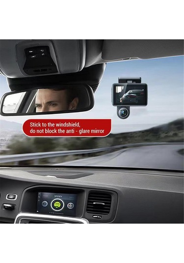 Wezone Üç Kameralı Araç İçi Kaydedici 1080p - Ön+iç+arka Görüntü, Entegre Park Monitörü, Ir Gece Görüşü Ve Çarpma Koruma Sistemi