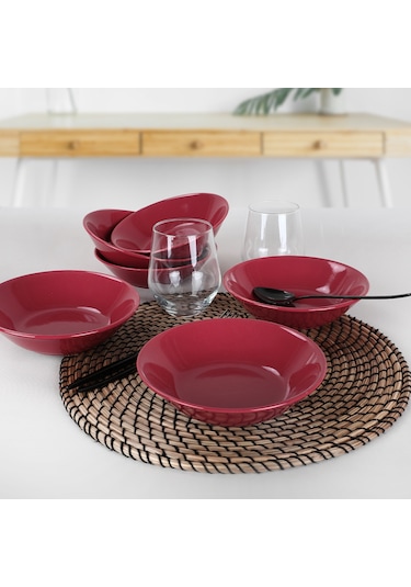 Keramika Karmen Kırmızı Hitit Yemek Tabağı 18 CM 6 Adet