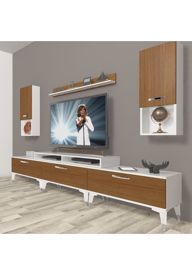 Decoraktiv Ekoflex 270da Slm Silver Tv Ünitesi Tv Sehpası Beyaz - Ceviz