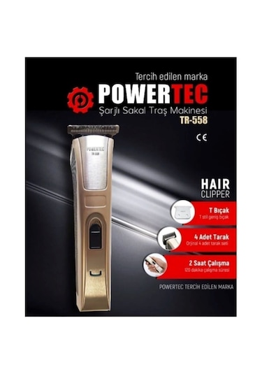 Powertec TR-558 Profesyonel Şarjlı Saç Sakal Ense Vücut Tıraş Makinesi