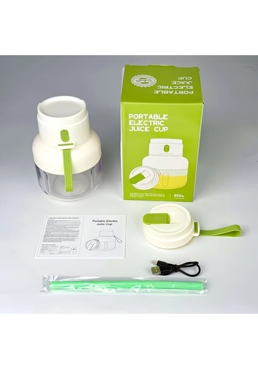 Elmpaly Yeşil Usb Şarjlı Portatif Meyve Sebze Sıkacağı Ve Blender 224 55 Galon Büyük Kapasite