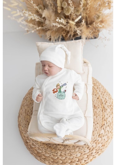 Lilabio %100 Organik Isme Özel Isimli 10lu Hastane Çıkışı Küçük Prens Ekru