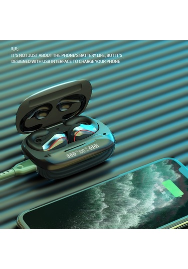 T20 Tws Bluetooth 5.0 Dokunmatik Kablosuz Bluetooth Kulaklık, Üç Led Ekran Ve Şarj Kutusu, Destek Çağrısı Ve Sesli Asistan Siyah