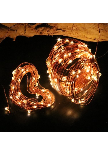 Ximistore9 Usb Kumandalı 8 Modlu Led Işık Askısı 10 Metre Bakır Tel Sıcak Beyaz Noel Halloween Düğün Dekorasyon Işıklı