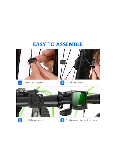 Lixada-bisiklet Bisiklet Bilgisayar Bisiklet Kilometre-kablolu Yb19733-2 Siyah