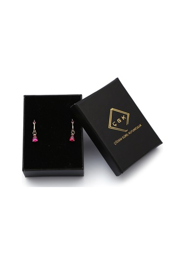 Renkli Taşlı Sallantılı Altın Küpe Kp0007 N11.16328