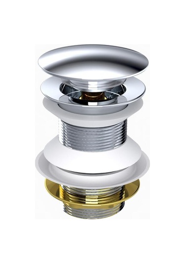 Sifon Tapası - Bas Aç - Parlak Krom Başlıklı -taşma Deliksiz-pis Su Çıkış Borusu Hariç