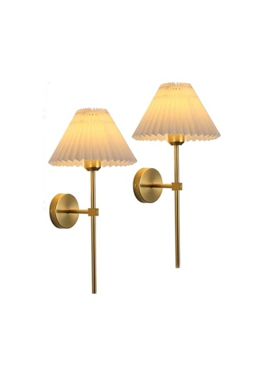 Kablosuz Pilli Aplik Tak Çalıştır Krem Abajur Umbrella Aplik Eskitme Gold Sarı Gold