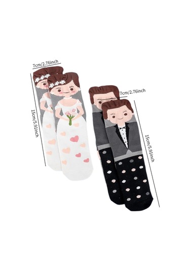 Homyl 2 Çift Düğün Çorabı Nişan Hediyesi Rahat Çorap Seti Çok Renkli