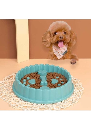 Dm Cbtx Yavaş Mama Kasesi - Boğulma Önleyici Köpek Ve Kedi Kabı, Yeşil