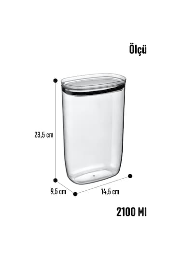 Jumbo Boy 2100 Ml Gerçek Vakumlu Silikon Kapaklı Kristal Erzak Bakliyat Saklama Kabı Seti Ba Antrasit