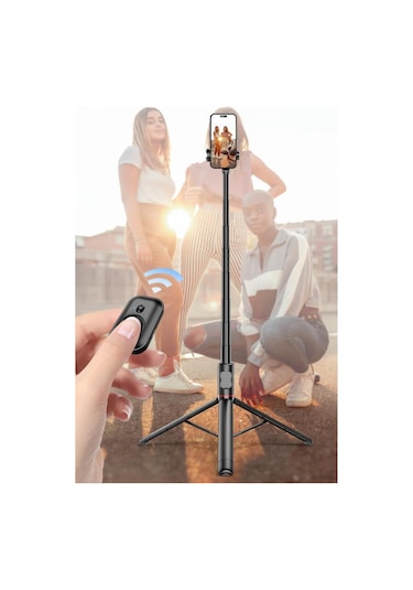 C10 Çok Amaçlı Tripod Kumandalı Selfie Çubuğu 183 Cm Siyah 1 Adet