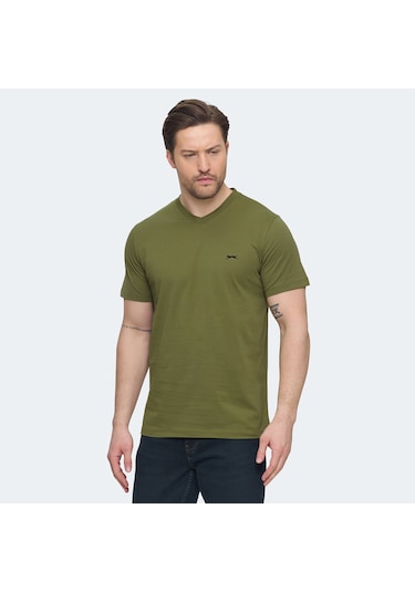 Slazenger SARGON 5 li Set Erkek  Beyaz - Siyah - Lacivert - Haki - Gri Tişört