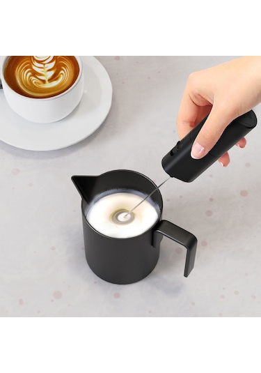 Wezone Duvar Takıma Uyumlu Çelik Süt Köpük Makinesi - Hızlı Şarjlı, 30 Saniyede Köpük, 30 Kullanıma Dayanır Pil Yok Siyah