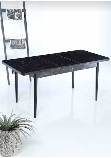 6 Kişilik Açılır Masa Sandalye Takımı Mutfak Masası Takımı Salon Masası Yemek Masası Masa Takımı Siyah