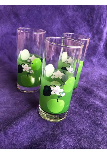 3lü Nostaljik Cam Su Bardağı - İçki Şerbet Bardak Seti