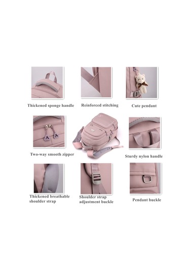 Ranyeek Su Geçirmez Nylon Kadın Sırt Çantası - 15.6" Laptop Uyumlu, Geniş, Organize Bölmeli, Anti-hırsızlık Özelliği İle Konforlu - Pembe Çok Renkli