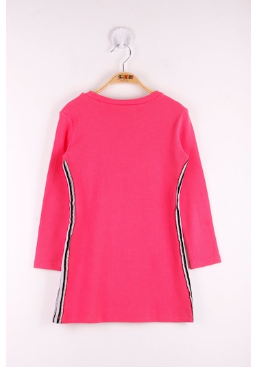 Toontoy Kız Çocuk 2 Yandan Şeritli Elbise Nar Çiçeği