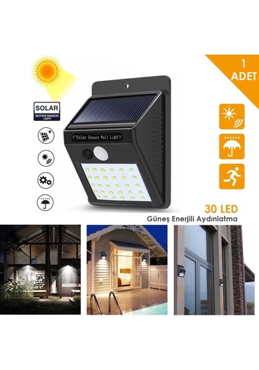 Technojet 1adet 30 Ledli Solar Hareket Sensörlü Bahçe Aydınlatma