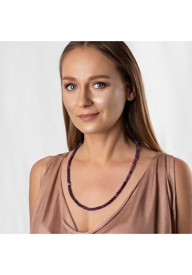 Hem Bileklik - Hem Kolye - Hem Tesbih 99Lu Mor Ametist Doğaltaş T N11.6230