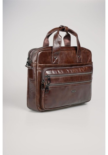 Ççs 71474 Hakiki Deri Evrak Çantası Kahve