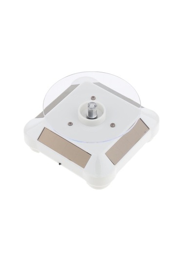 Trendooze Takı Tabla Standı Led Işık İçin Güneş Enerjili Ekran Döner Döner Beyaz Rh