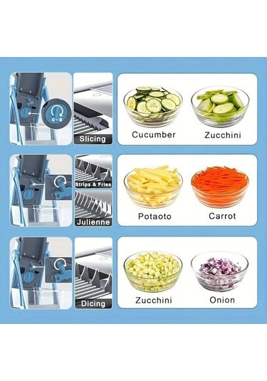 Trendooze Gaojunshop01 Senbowe Mavi Manuel Dilimleyici Doğrayıcı Mutfak Aletleri Seti Mavi Mavi