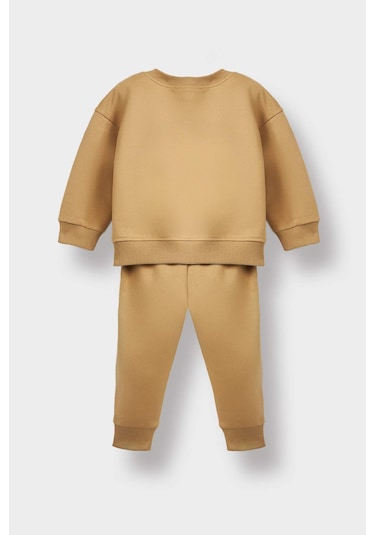 Defacto Erkek Bebek 2li Takım Baskılı Sweatshirt Eşofman Altı E8985a525aubg109 Bej