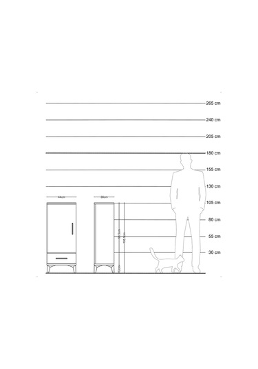 Arges Komodin 3 Raflı Tek Çekmeceli Tek Kapaklı 44x30x106 Antrasit-çam Antrasit