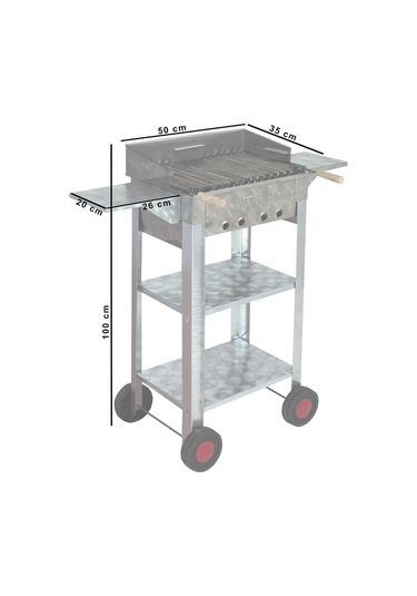 Metehan MTH-73 Pervazlı - Kanatlı - Lama Izgaralı - Dört Tekerlekli Battal Boy Mangal
