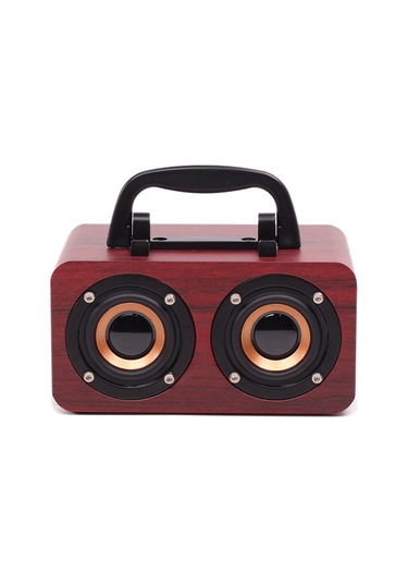 Samdoo Ft-4002 Klasik Ahşap Bluetooth Hoparlör - Kablosuz 10m Menzil, 3wx2 Güç, Bassli Ses, Siyah Ahşap Desenli