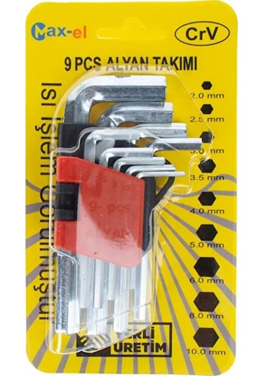 9 Parça Düz Alyan Anahtar Takımı 9 Parça Allen Düz Kısa Set