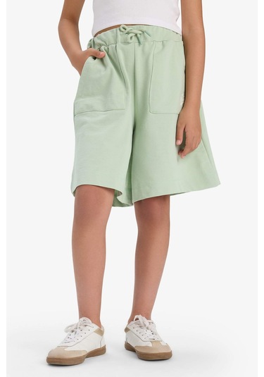 Defacto Kız Çocuk Beli Lastikli Basic Düz Şort B0847a825hsgn1105 Yeşil