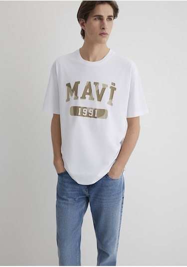 Mavi - 1991 Baskılı Beyaz Tişört 0612573-620 Beyaz
