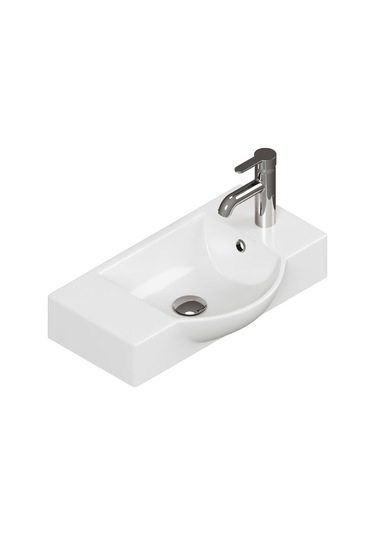 Aqua Bagno Minizia 55x32x10 Cm Beyaz Seramik Lavabo Taşma Delikli 34.30.55.1.tr Beyaz