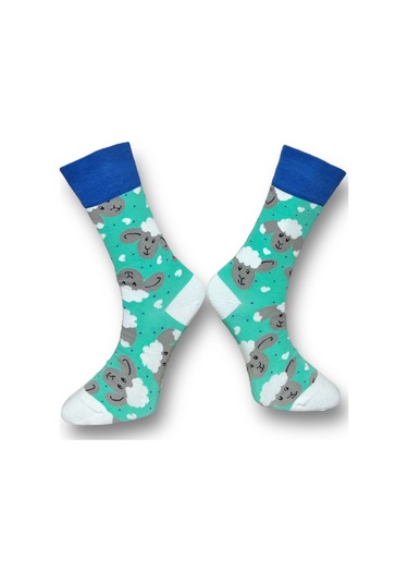 2'li Unısex Kelebek Ve Kuzu Tasarımlı Esnek Nem Alabilen Pamuklu Spor Soket Çoraplar Çok Renkli