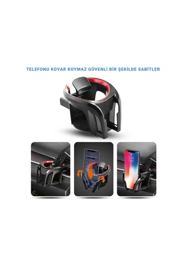 Polham Araç Telefon Ve Bardak Tutucu Sallanmayı Engeller, Ayarlanabilir Yapı, Havalandırma Izgarası Montajlı