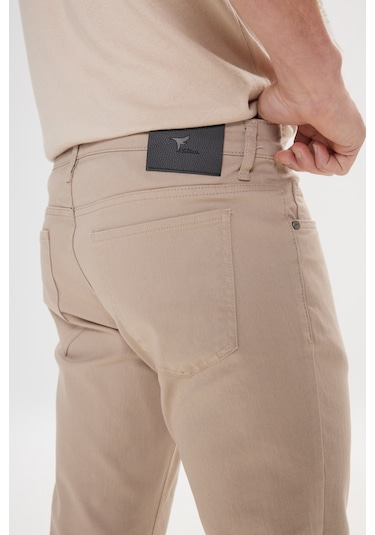 AC&Co / Altınyıldız Classics 360 Derece Her Yöne Esneyen Slim Fit Dar Kesim Diyagonal Desenli Erkek Pantolon Taş