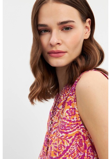 Stella Pulvis Çok Renkli Düğme Detaylı Kolsuz Bluz Çok Renkli