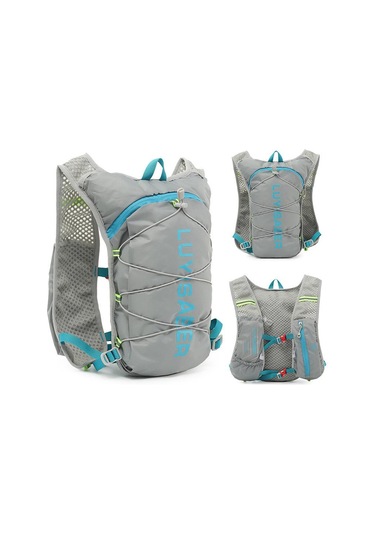 Ultra Hafif Koşu Çantası Yansıtıcı Nefes Alabilen Yürüyüş Sırt Çantası Naylon Açık Hava Spor Maraton Hidrasyon Sırt Çantası Açık Gri