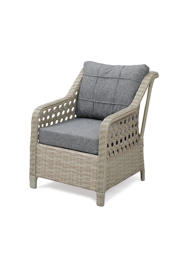 Ronda 3+1+1+2puf+masa Rattan Bahçe Balkon Mobilyası Bambu - Krem