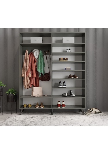 Sedef Portmanto Vestiyer Ayakkabılık Füme 140cm