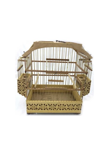 Ahşap Kafesi Telli İşlemeli 43x22x43 Cm