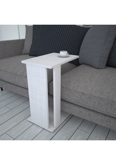 Pasific Home Çok Amaçlı Tekerlekli C Koltuk Sehpası - Açık Koton