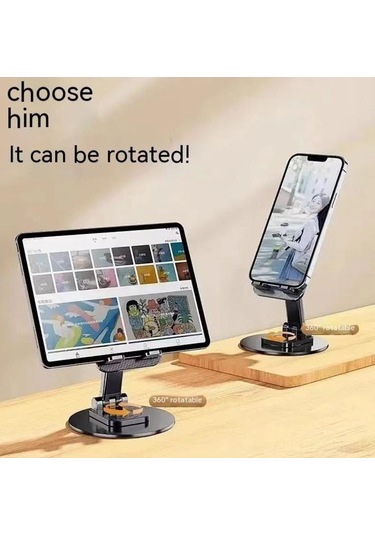 Folinda 360 Derece Çok Fonksiyonlu Metal Telefon Ve Tablet Tutucu - Kaliteli Alüminyum, Yüksek Sabitlik, Filmler Ve Canlı Yayınlar İçin Siyah Diğer