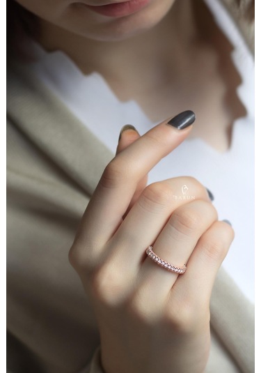 Tamtur Tek Sıra Yuvarlak Taşlı 925 Ayar Gümüş Yüzük