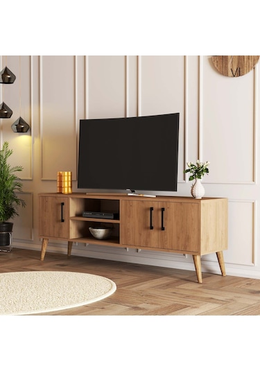 1586 EXXEN 150 CM AHŞAP AYAKLI TV ÜNİTESİ