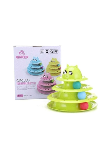 Tower of Tracks Eğlenceli Üç Katlı Kedi Top Oyuncak Seti Çok Renkli